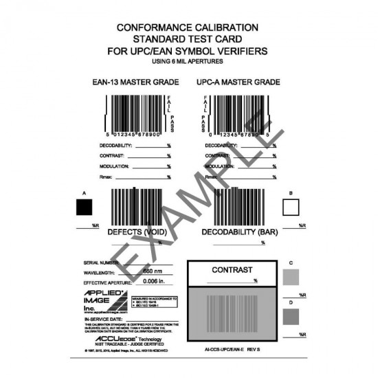 98-CAL020 Conformance Calibration Standard Test Card 