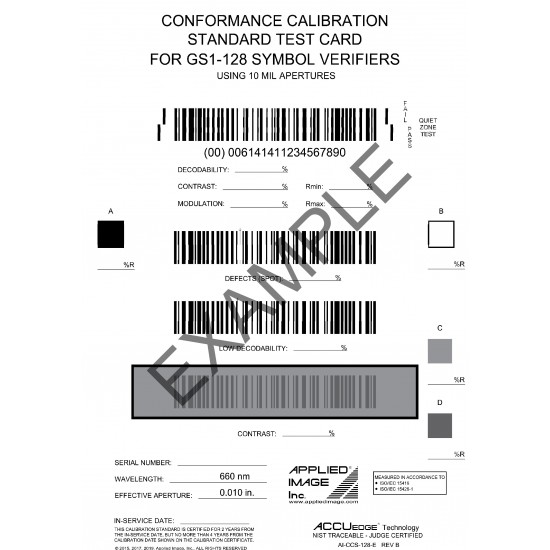 98-CAL021 Conformance Calibration Standard Test Card 